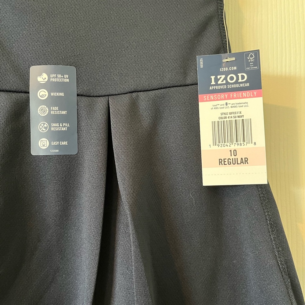 NWT, IZOD Girls School Uniform Sensory-Friendly Pleated Scooter Skirt - Picture 4 of 7